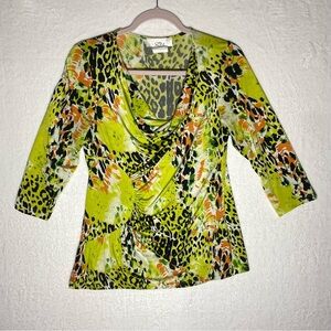 Zoe Leopard Print‎ Top Blouse Size Medium Y2K Style